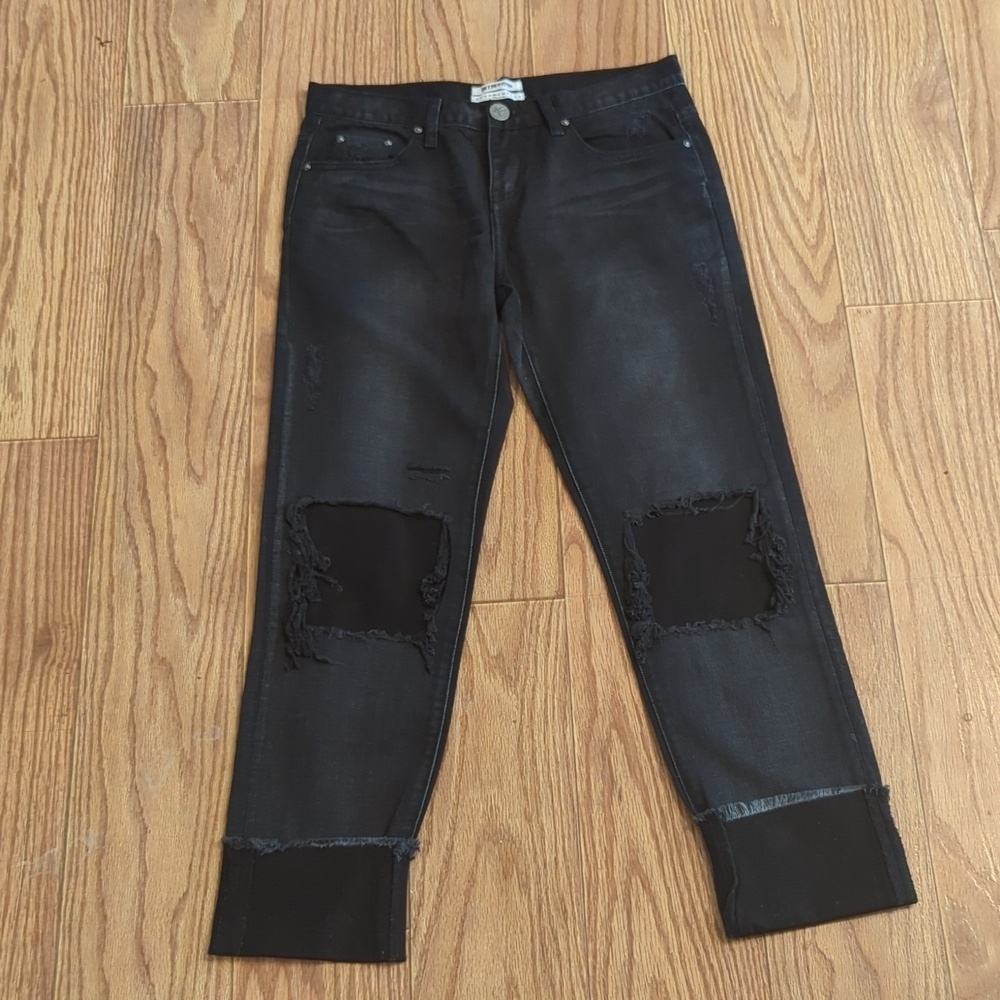 One Teaspoon Awesome Baggies black jeans relaxed tapered cuffed women's size 26"